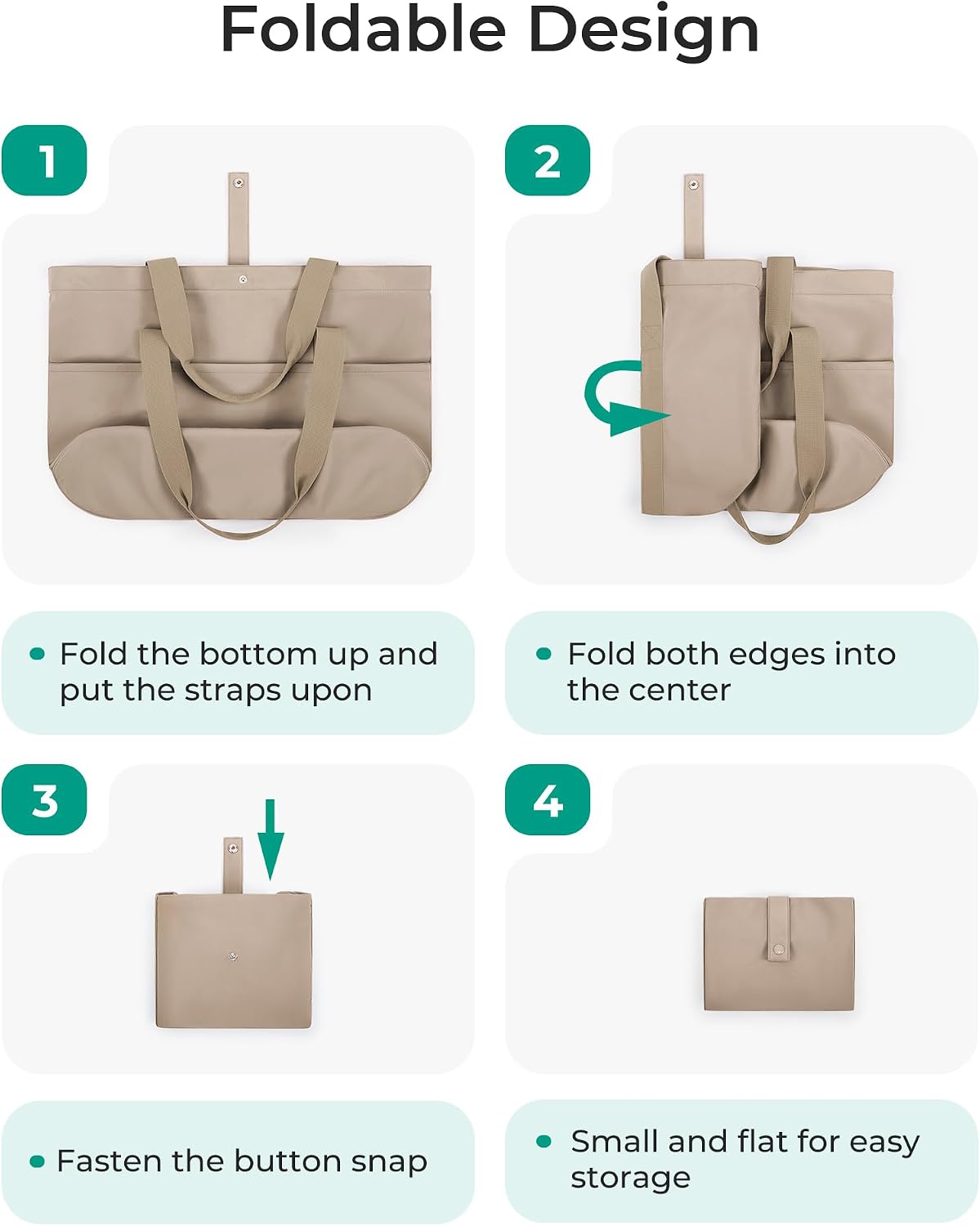 Tote Bag for Women, Foldable Tote Bag with Zipper Travel Shoulder Bag Handbag for Work