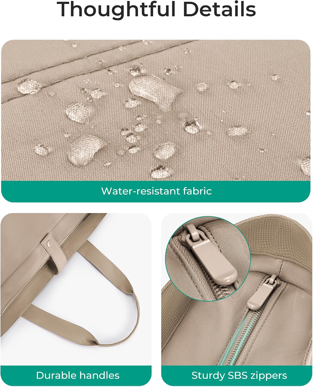 Tote Bag for Women, Foldable Tote Bag with Zipper Travel Shoulder Bag Handbag for Work