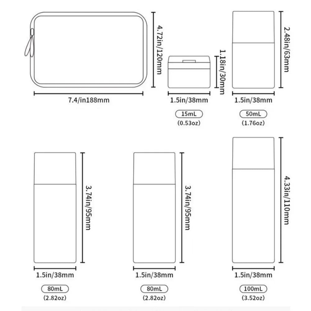 Her Travel Refillable Travel Bottles Set – 5 Piece, TSA Approved, Leak-Proof - Her travel