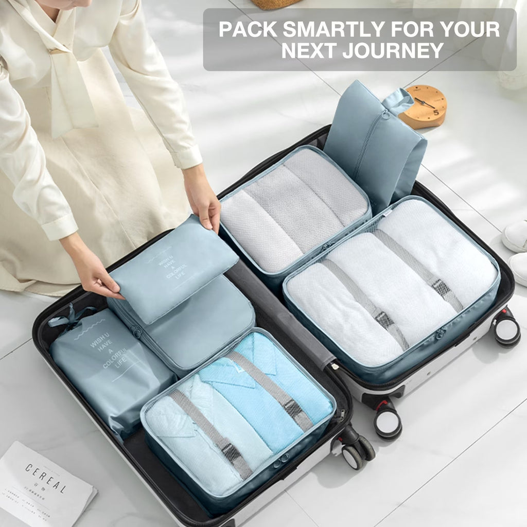 Travel Packing Cubes Set – 8 Piece (Grey) - Her travel