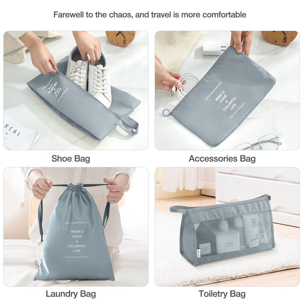 Travel Packing Cubes Set – 8 Piece (Grey) - Her travel